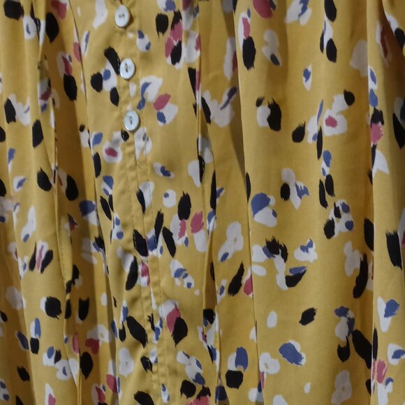 MERI SKYE Women's Yellow Printed Ruffle V-Neck Tank Top Size 1X - Picture 9 of 9